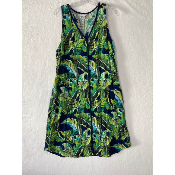 Tommy Bahama Womens XL Lovely Leaves Tropical Palm Midi Shift Dress Resort - Picture 3 of 8